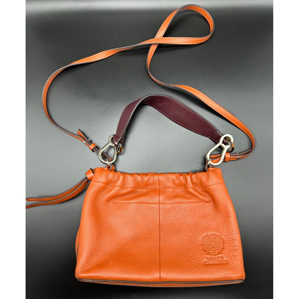 Vince Camuto Burnt Orange‎ Handbag Maxi Crossbody Pebbled Leather Purse